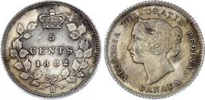 Canada 5 Cents 1882 H KM# 2; Silver; ... 
