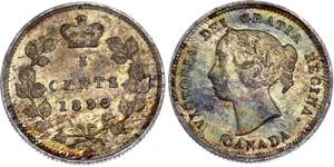 Canada 5 Cents 1890 H KM# 2; Silver; ... 
