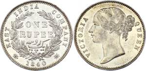 British India 1 Rupee 1840 KM# 458; Silver; ... 