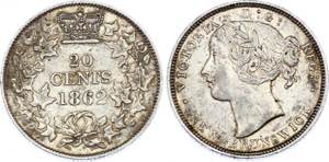 Canada New Brunswick 20 Cents 1862 KM# 9; ... 