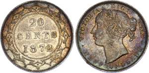 Canada Newfoundland 20 Cents 1872 H KM# 4; ... 