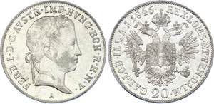 Austria 20 Kreuzer 1846 A KM# 2208; Silver; ... 