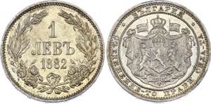 Bulgaria 1 Lev 1882 KM# 4; Silver; Aleksandr ... 