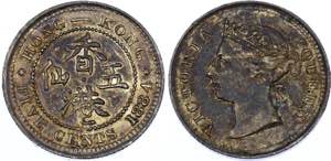 Hong Kong 5 Cents 1884 KM# 5; Silver; ... 