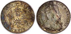 Hong Kong 5 Cents 1905 H KM# 12; Silver; ... 