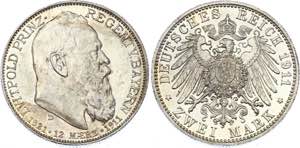Germany - Empire Bavaria 2 Mark 1911 D KM# ... 