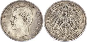 Germany - Empire Bavaria 5 Mark 1903 D KM# ... 
