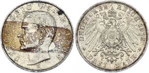 Germany - Empire Bavaria 3 Mark 1912 D KM# ... 