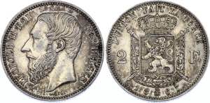 Belgium 2 Francs 1867 KM# 30.1; Silver; ... 