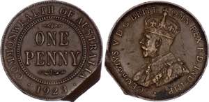 Australia Penny 1923 Error KM# 23; George V; ... 