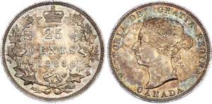 Canada 25 Cents 1888 KM# 5; Silver; ... 