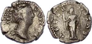 Roman Empire Faustina Sr. Denarius 100 - 141 ... 