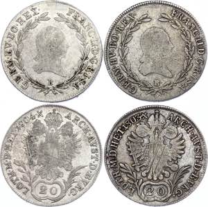 Austria 2 x 20 Kreuzer 1803 & 1804 B KM# ... 