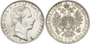 Austria 1 Florin 1858 A KM# 2219; Silver; ... 