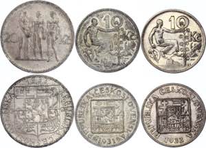 Czechoslovakia Lot of 3 Coins 1931 - 1933 2 ... 