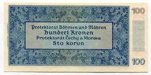 Bohemia & Moravia 100 Korun 1940 P# 7a; UNC