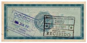 Cuba 20 Pesos 1981 Travelers Check  AUNC