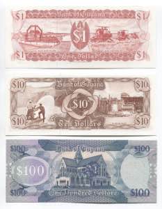 Guyana 1-100 Dollars 1992 - 1999 P# 21g, ... 