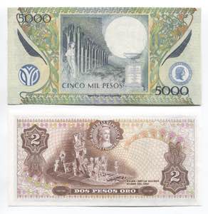 Colombia 2-5000 Pesos 1977 - 2009 P# 413b, ... 