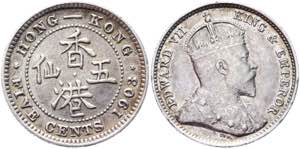 Hong Kong 5 Cents 1903 KM# 12; Silver 1,4 ... 