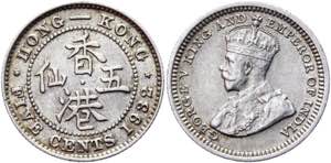Hong Kong 5 Cents 1932 KM# 18; Silver 1,38 ... 