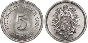 Germany - Empire 5 Pfennig 1889 А KM# 3; ... 