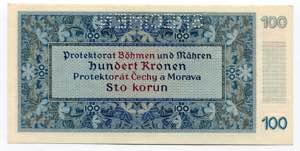 Bohemia & Moravia 100 Korun 1940 Specimen P# ... 