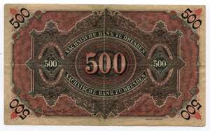 Germany - Empire Saxony 500 Mark 1911 P# S953