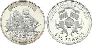 Togo 500 Francs 2000 KM# 18; Silver Proof; ... 