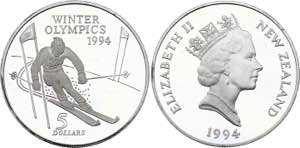 New Zealand 5 Dollars 1994 KM# 96; Silver ... 