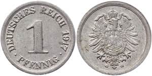 Germany - Empire 1 Pfennig 1917 G KM# 24; ... 