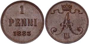 Russia - Finland 1 Pennia 1883 Bit# 251; ... 