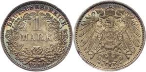 Germany - Empire 1 Mark 1912 E KM# 14; ... 