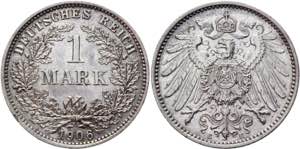 Germany - Empire 1 Mark 1906 E KM# 14; ... 