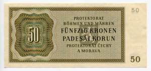 Bohemia & Moravia 50 Korun 1944 - P# 10a; XF