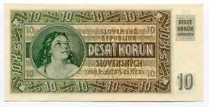 Slovakia 10 Korun 1939 Specimen - P# 4s; UNC