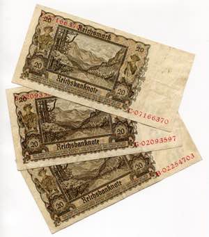 Germany - Third Reich 3 x 20 Reichsmark 1939 ... 