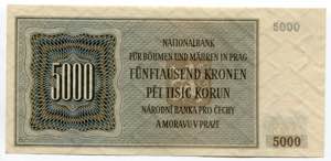 Bohemia & Moravia 5000 Korun 1944 - P# 75a; ... 
