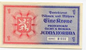 Bohemia & Moravia 1 Koruna 1940 (ND) - P# ... 