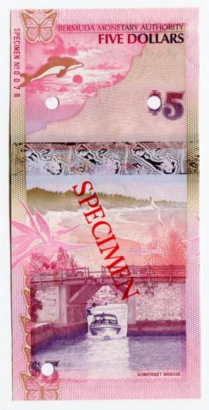 Bermuda 5 Dollars 2009 Specimen - P# 58s; ... 