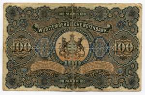 Germany - Empire Württemberg 100 Mark 1911 ... 
