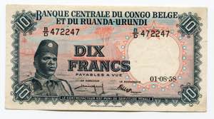 Belgian Congo 10 Francs ... 