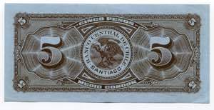 Chile 5 Pesos 1927 - P# 82; XF