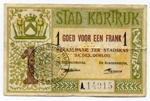 Belgium Kortrijk 1 Franc ... 