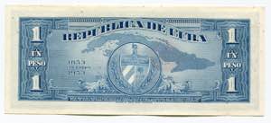 Cuba 1 Peso 1953 - P# 86a; AUNC