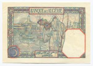 Algeria 5 Francs 1933 - P# 77a; Signatures: ... 