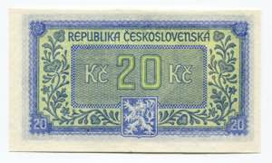 Czechoslovakia 20 Korun 1945 (ND) - P# 61a; ... 