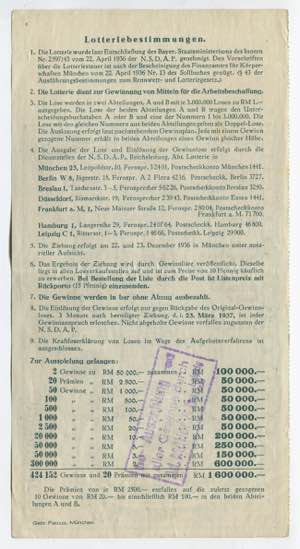 Germany - Third Reich Lottery Ticket 1 ... 