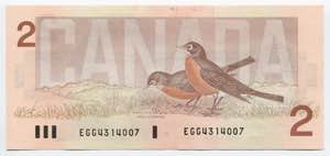 Canada 2 Dollars 1986 - P# 94b; # EGG ... 
