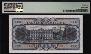 Austria 1000 Shilling 1966 PMG 64 - P# 14a; ... 
